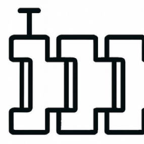 Black-and-white vector icon of watch bracelet repair showing uniform links with T-shaped pins above the first and last link to signify loose and broken pins.