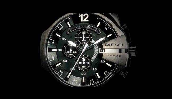 Diesel chronograph watch on black background