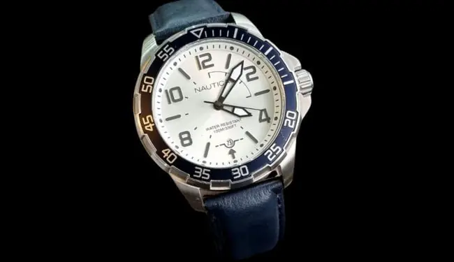 Nautica wristwatch with white dial and blue strap – Nautica watch repair service