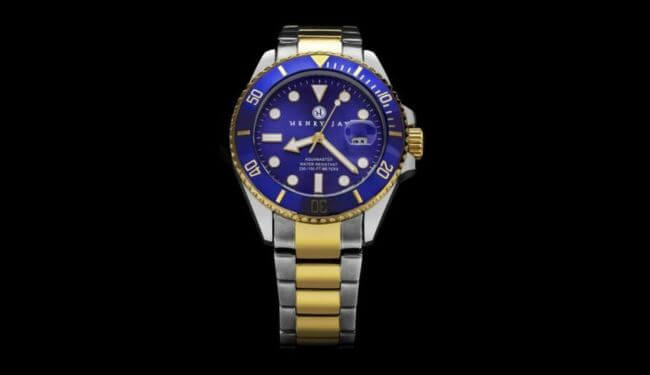 Aquamaster watch repairs in London – blue dial gold bracelet watch