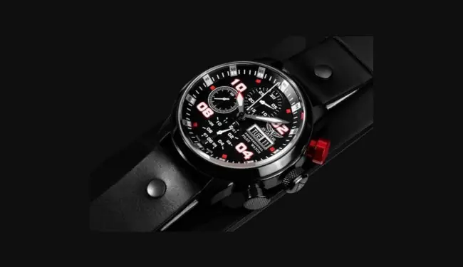 Aviator watch repairs in London – black chronograph watch close-up