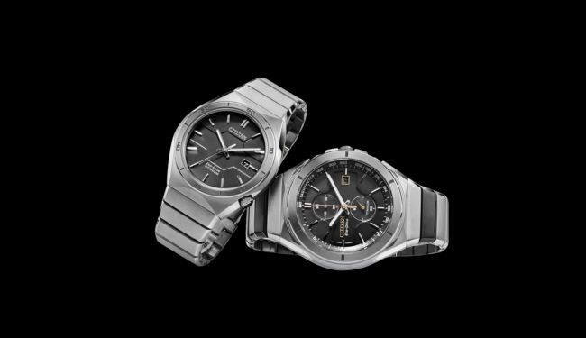 Citizen watch repairs in London – two Citizen watches on steel bracelets close-up