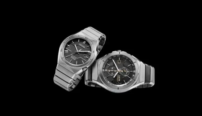Citizen watch repairs in London – two Citizen watches on steel bracelets close-up