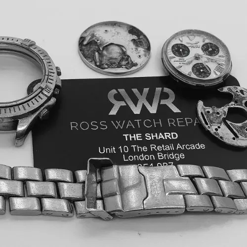 Watch Components Awaiting Mini Service at Ross Watch Repairs – The Shard