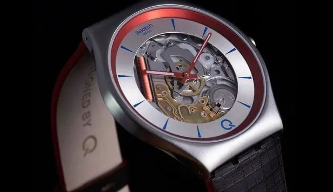 Swatch watch repairs – Swatch automatic watch with skeleton dial and leather strap