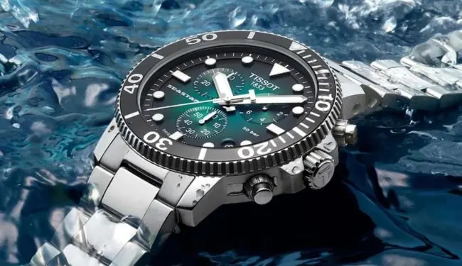 Tissot dive watch in water – image for Tissot watch repairs