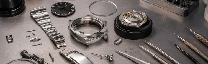 Replica Rolex-style movement during repair inspection
