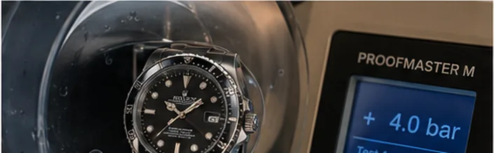 Rolex repair in London undergoing pressure testing for water resistance