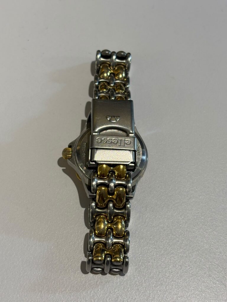 Ellesse watch case and bracelet restoration viewed from the back