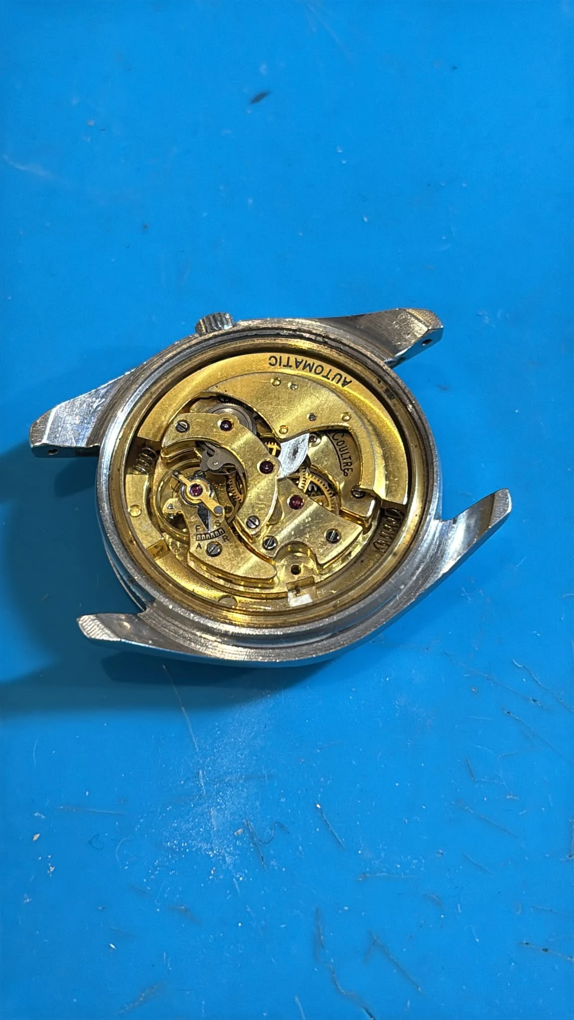 Vintage Jaeger-LeCoultre automatic movement with the caseback removed