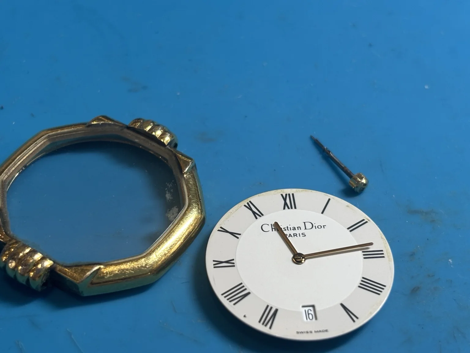 Christian Dior D45-154 dial and hands removed during ETA movement replacement