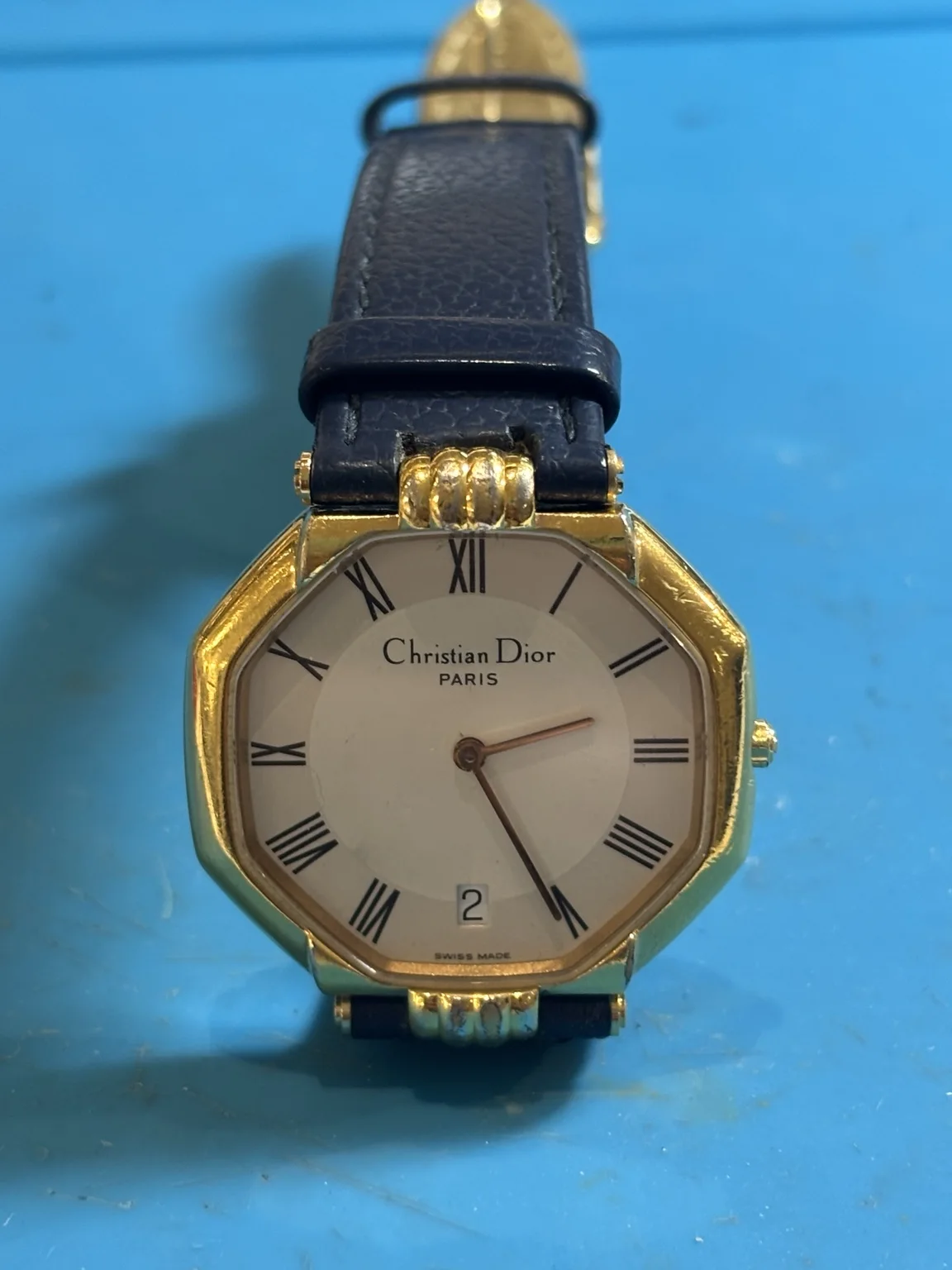 Christian Dior D45-154 finished after ETA movement replacement with new strap retaining bars