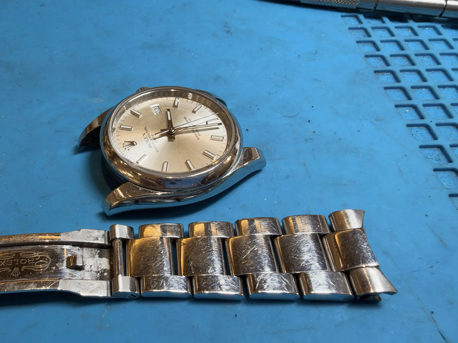 Rolex 115200 clasp after reshaping and polishing